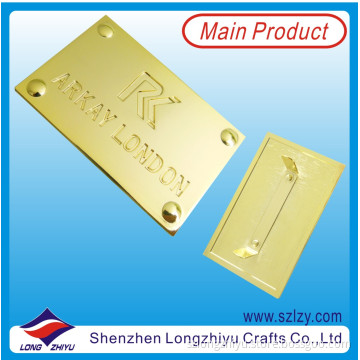 Gold Finish Recessed Logo Metal Tag for Handbags (LZY-10000371)